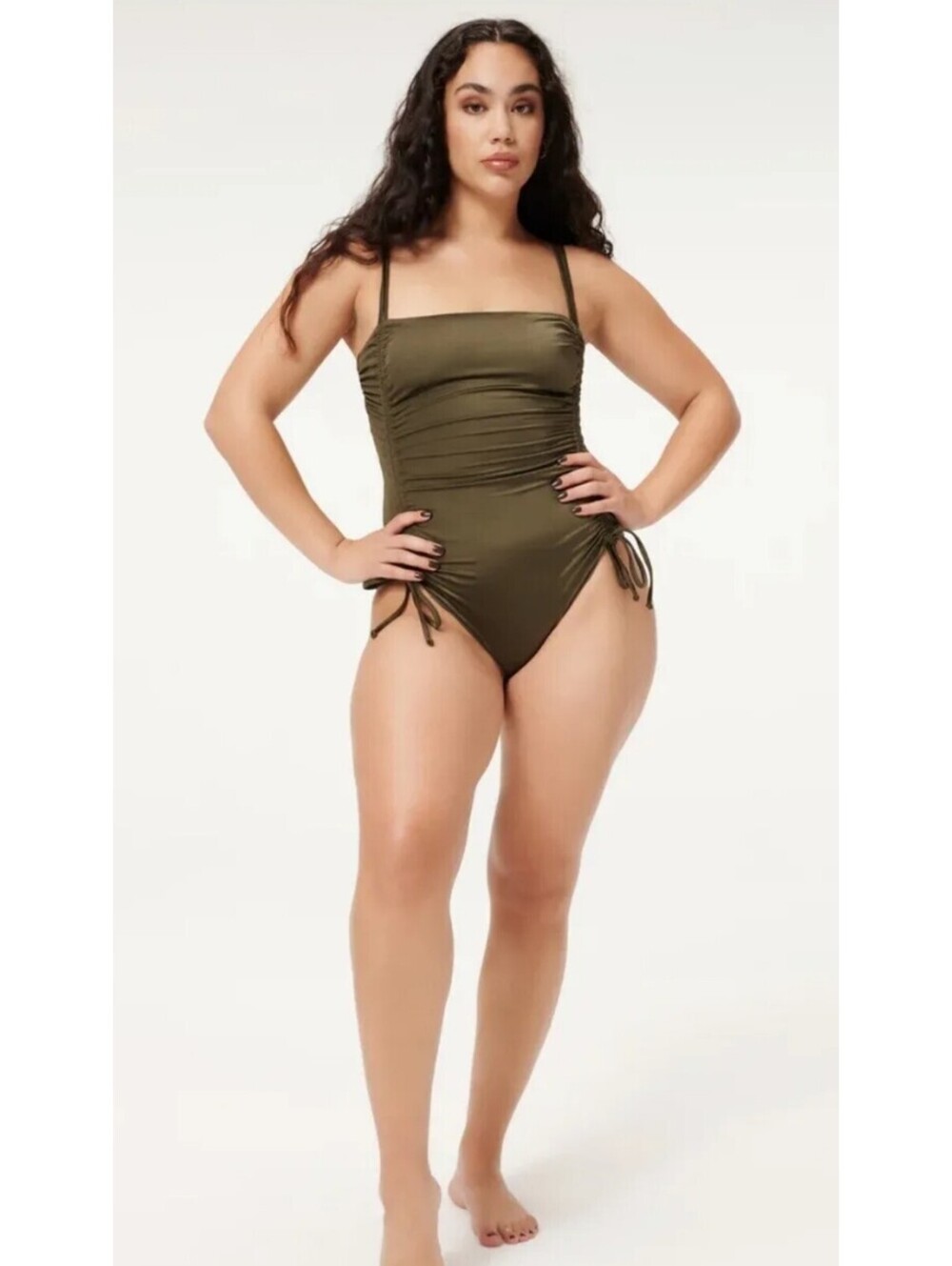 Good American, Shine Ruched One Piece, Size 5 Lavender One Piece Swimsuit